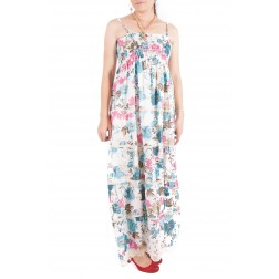 LAST PIECE! Floral Printed Long Dress (Navy Green)